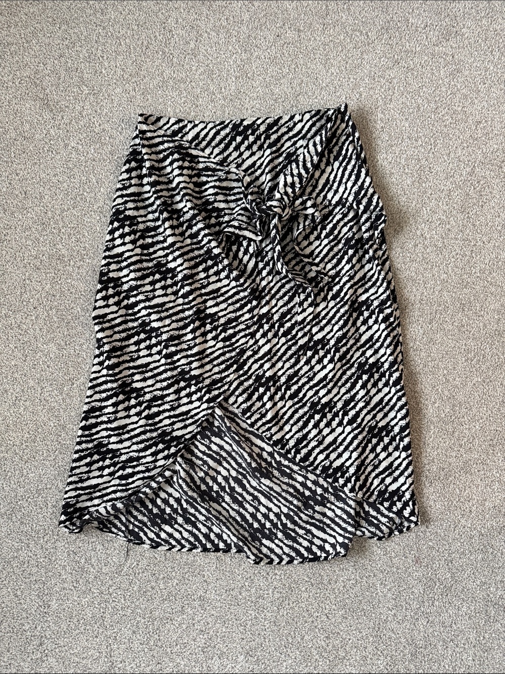 Black & White Zebra Wrap Midi Skirt